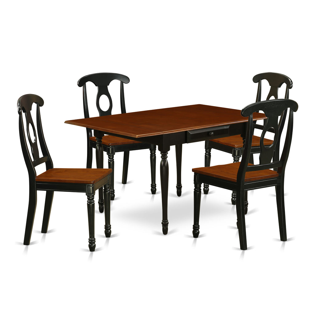 MZKE5-54L-Z Dining Ensemble Classic Five-Piece Set with Dropleaf Rectangular Table & Four Chairs, Black Cherry Blend, 36x54