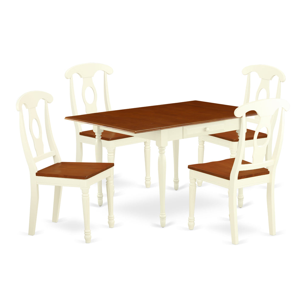 MZKE5-RM5-U 5 Pc. Dining Set with Dropleaf Table & 4 Chairs in Buttermilk & Cherry Finish, 36x54
