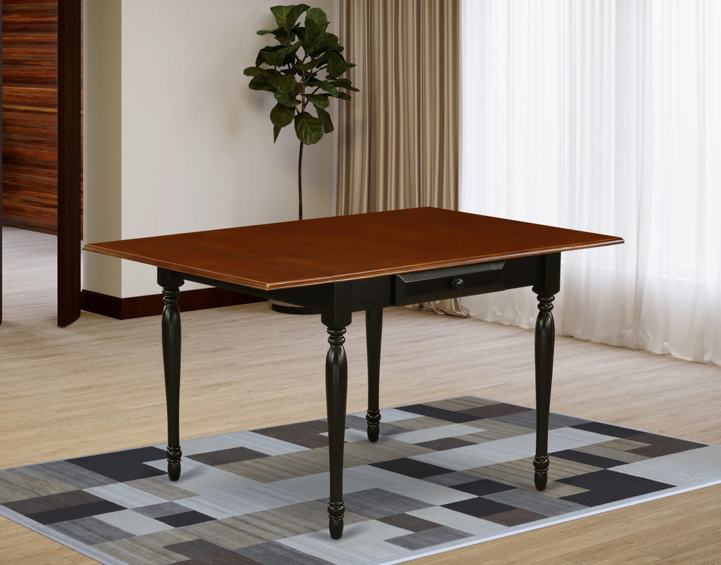 MZT-BX7-8 Sleek Monza Mid-Century Rectangle Table with Dropleaf & Chic Legs, 36x54, Cherry Black