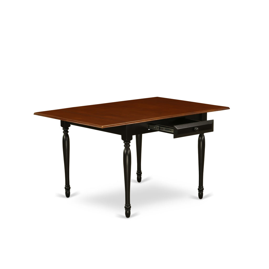 MZAV5-I2H-F 5 Piece Dining Set for Four with Dropleaf Table and Chairs - 36x54 Inches, Black & Cherry