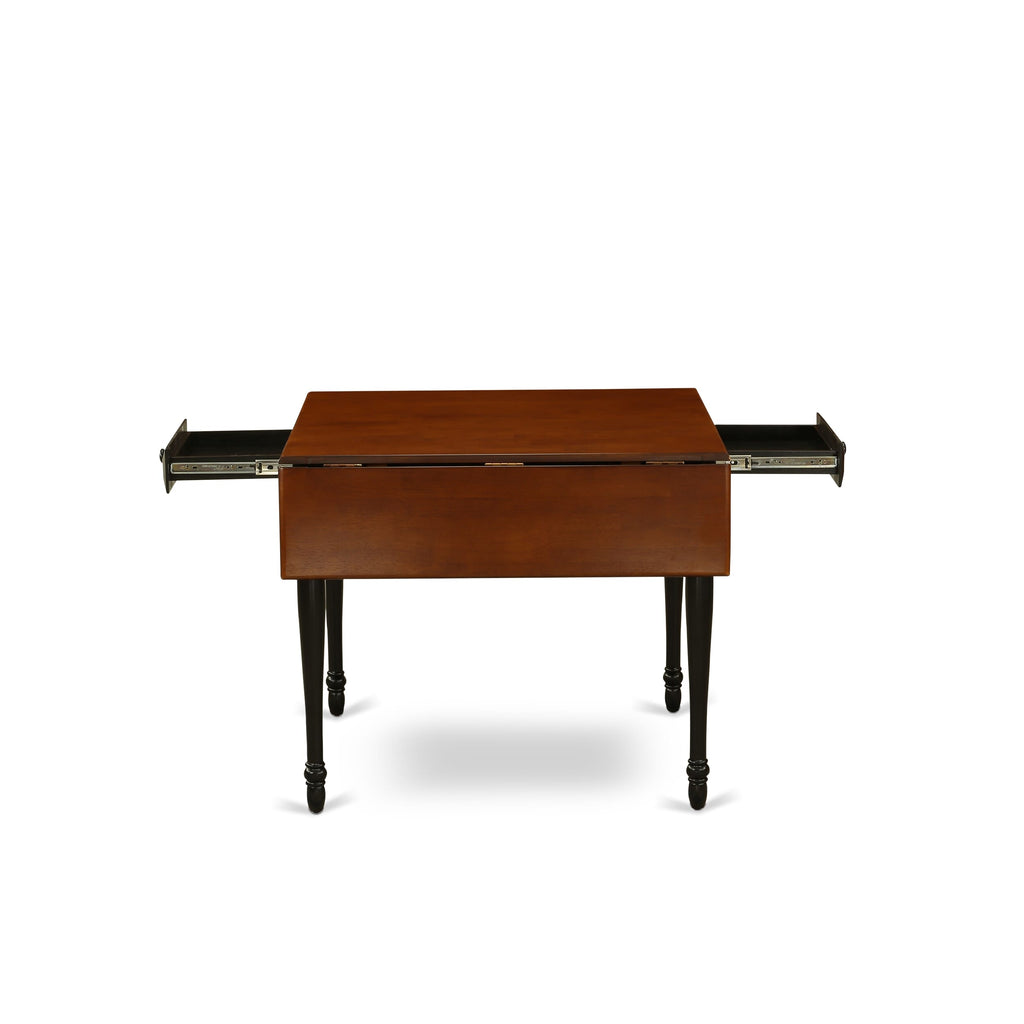 MZT-BX7-8 Sleek Monza Mid-Century Rectangle Table with Dropleaf & Chic Legs, 36x54, Cherry Black