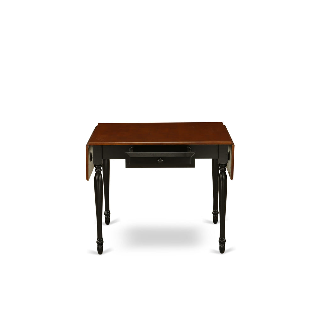 MZT-BX7-8 Sleek Monza Mid-Century Rectangle Table with Dropleaf & Chic Legs, 36x54, Cherry Black