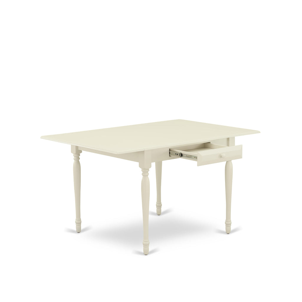 MZAV5-QX2-M 5-Piece Dining Set Drop-Leaf Table & Four Chairs, Elegant White Finish