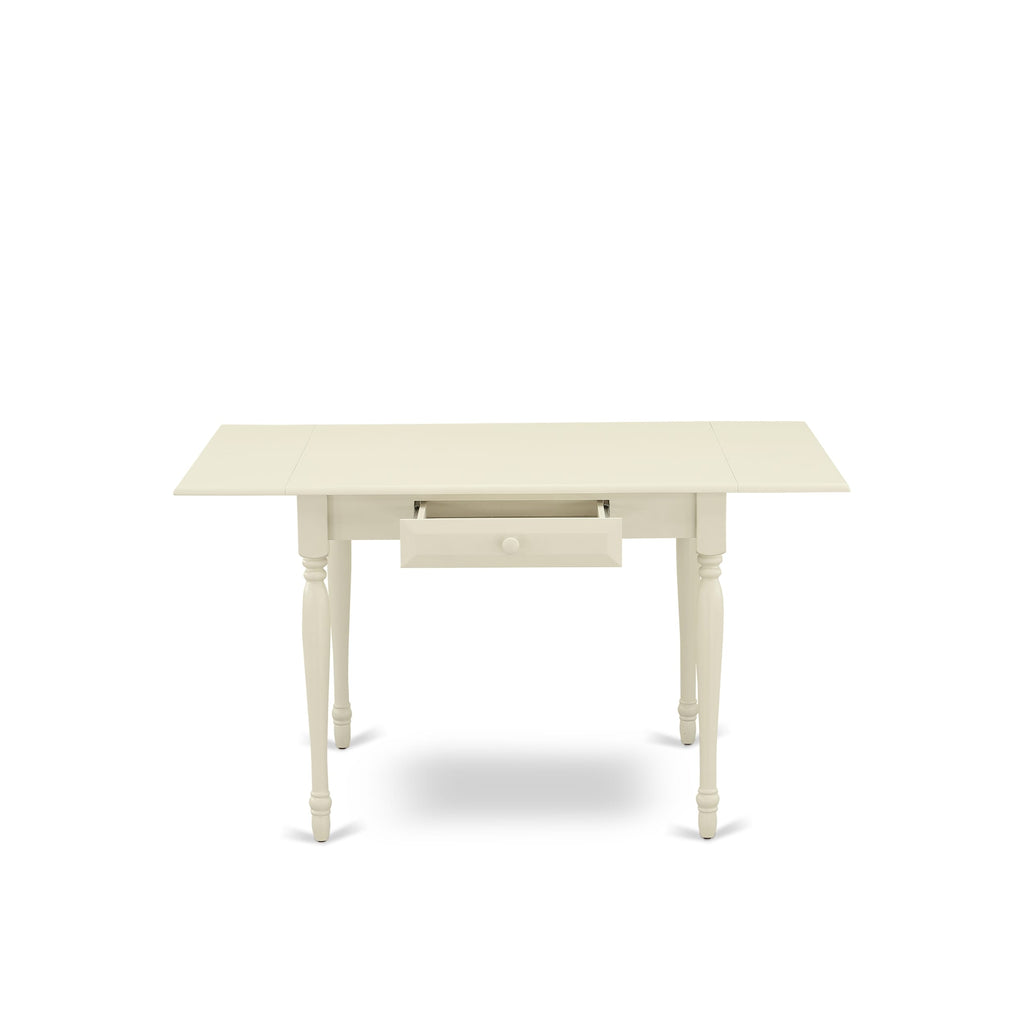 Sleek MZT-L44-5 Monza Dining Table w/ Dropleaf & Chic Design, 36x54 Inch, Linen White Finish