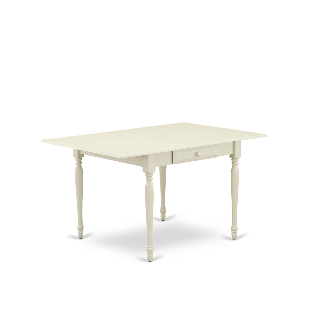 MZAV5-QX2-M 5-Piece Dining Set Drop-Leaf Table & Four Chairs, Elegant White Finish