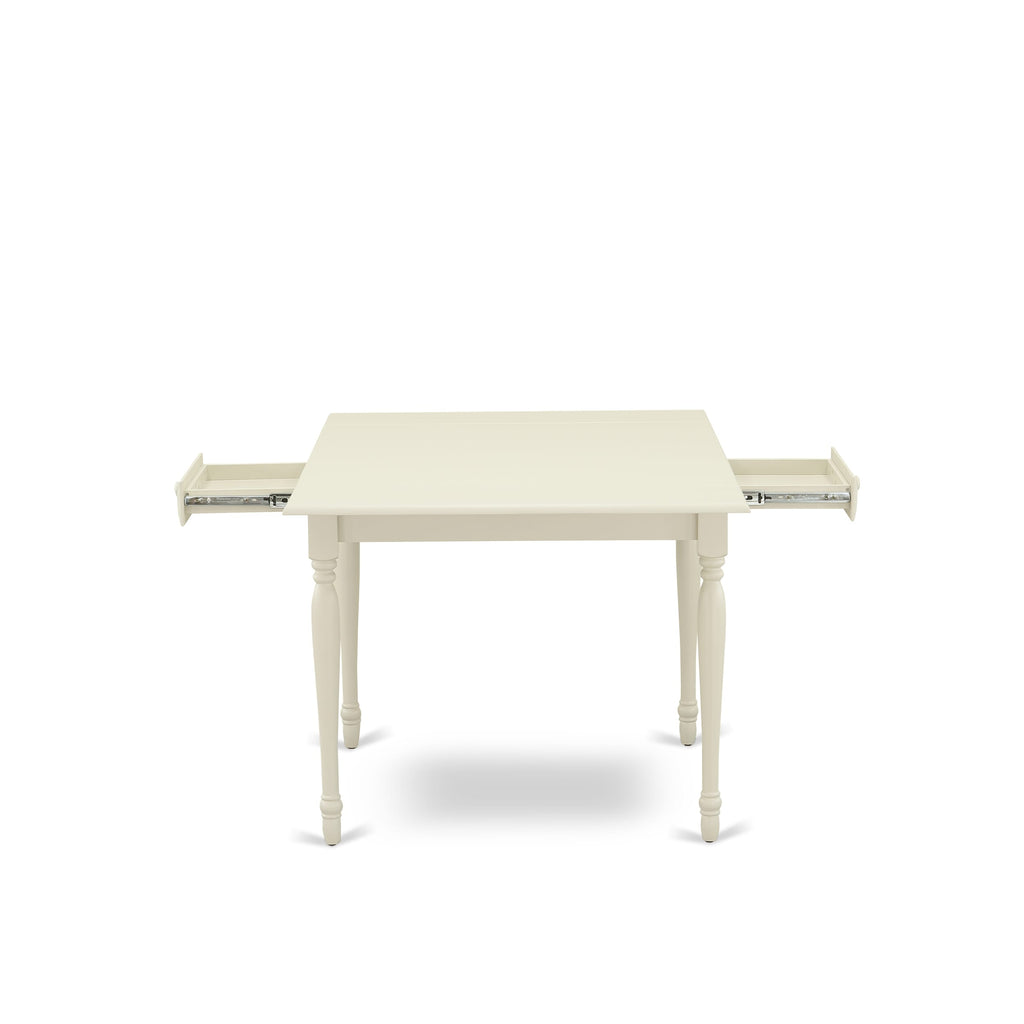 MZAV5-QX2-M 5-Piece Dining Set Drop-Leaf Table & Four Chairs, Elegant White Finish