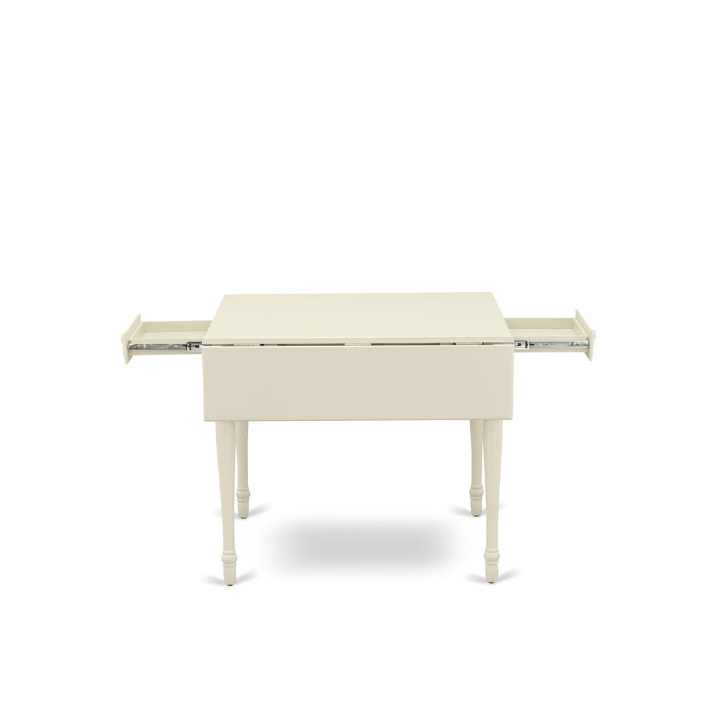 MZAV5-QX2-M 5-Piece Dining Set Drop-Leaf Table & Four Chairs, Elegant White Finish