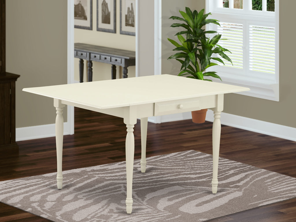 Sleek MZT-L44-5 Monza Dining Table w/ Dropleaf & Chic Design, 36x54 Inch, Linen White Finish
