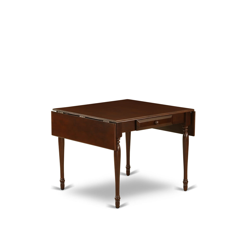 MZIP3-H6G-Q 36x54 Rectangular Dining Set with Dropleaf & Upholstered Chairs for Compact Spaces, Warm Mahogany