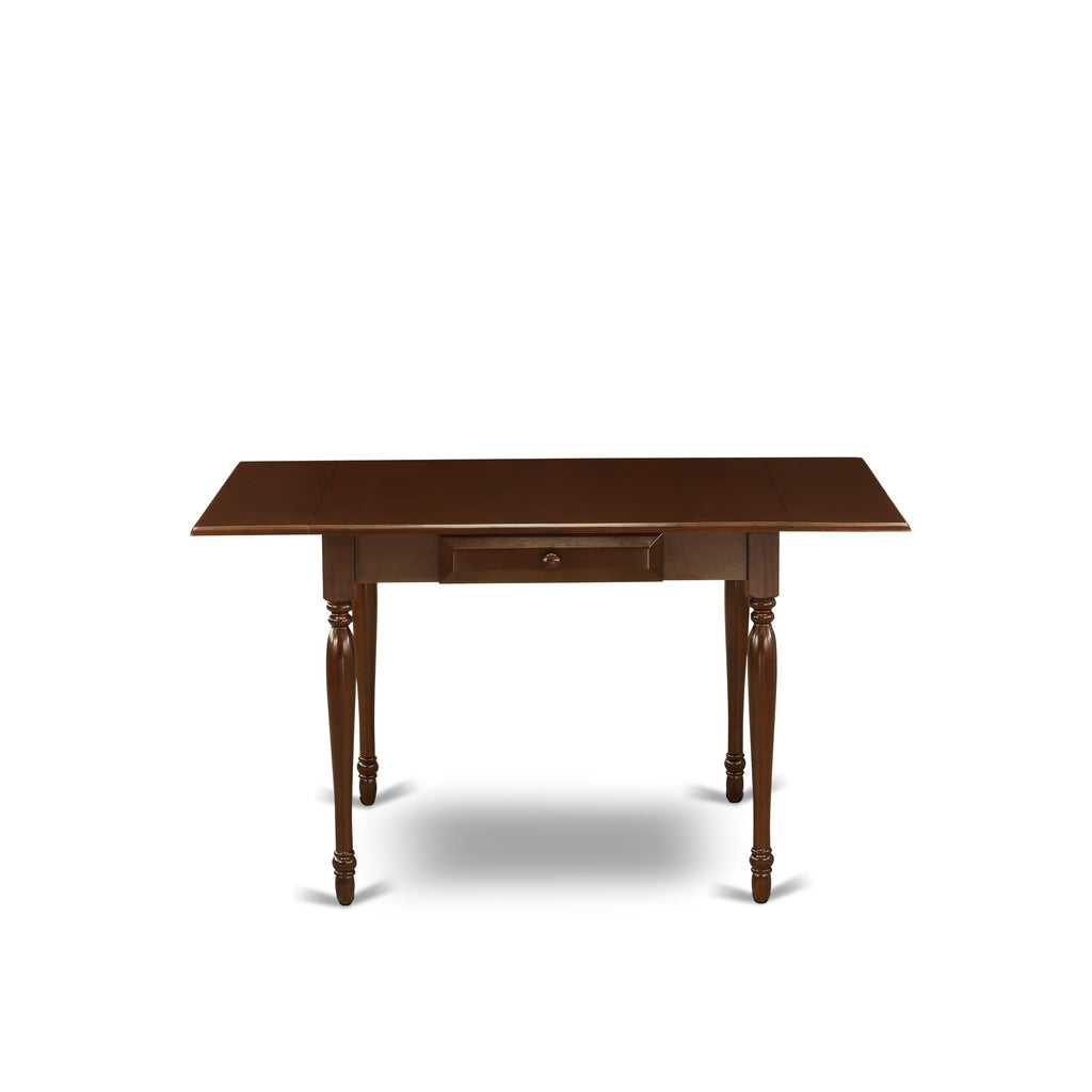 MZIP5-4XV-6 5 Piece Mahogany Dining Ensemble Dropleaf Table with 4 Linen Upholstered Chairs, 36x54 Inches