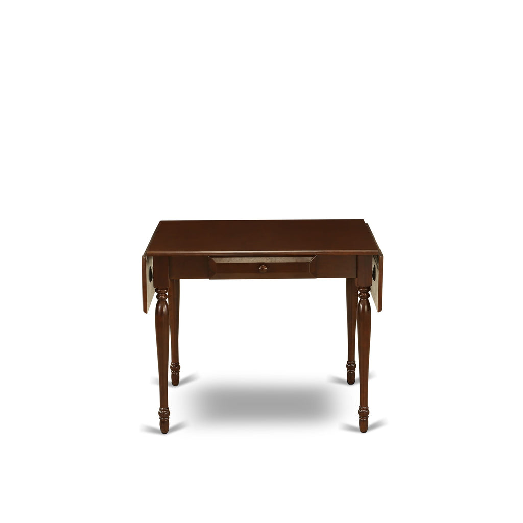 MZIP3-H6G-Q 36x54 Rectangular Dining Set with Dropleaf & Upholstered Chairs for Compact Spaces, Warm Mahogany