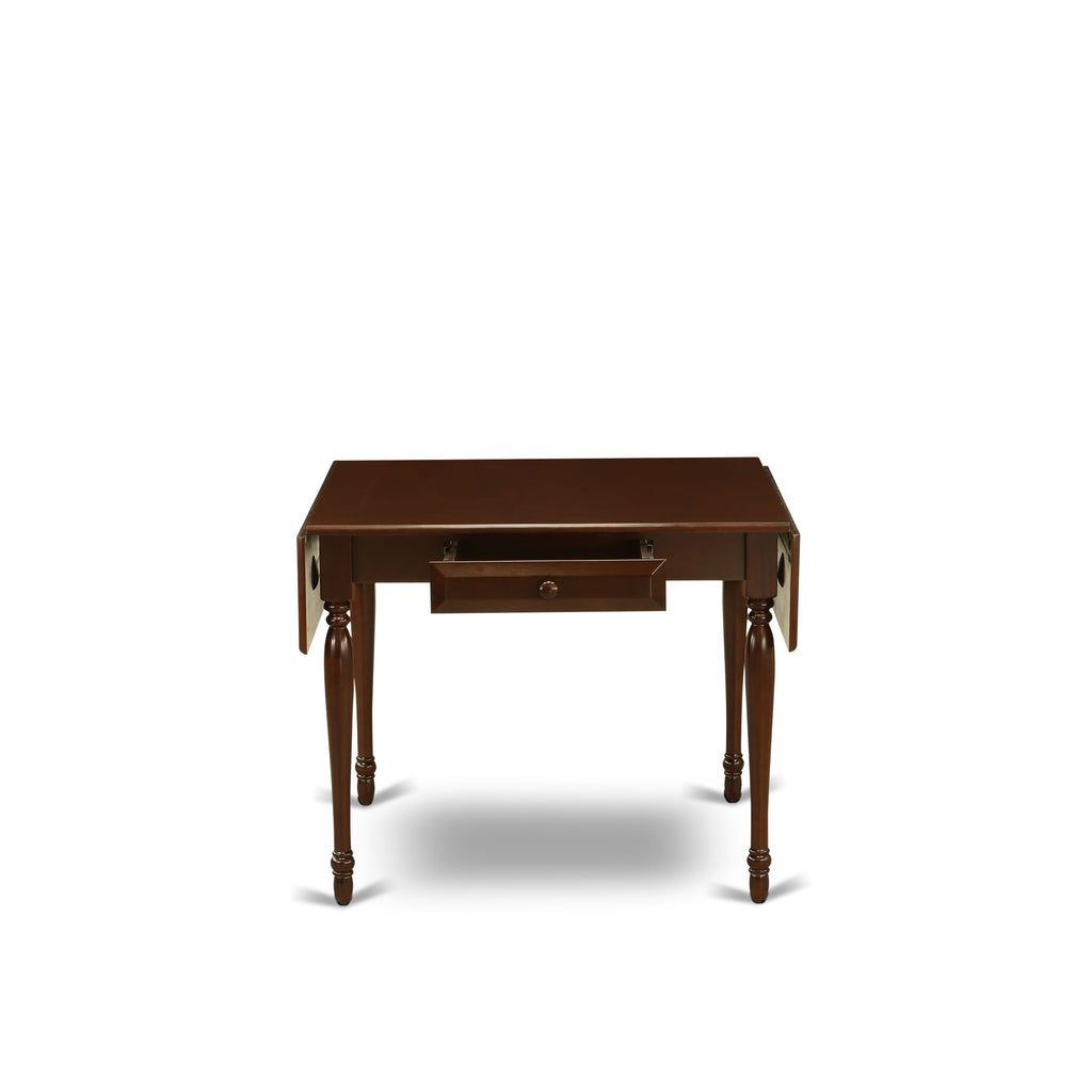MZIP3-H6G-Q 36x54 Rectangular Dining Set with Dropleaf & Upholstered Chairs for Compact Spaces, Warm Mahogany