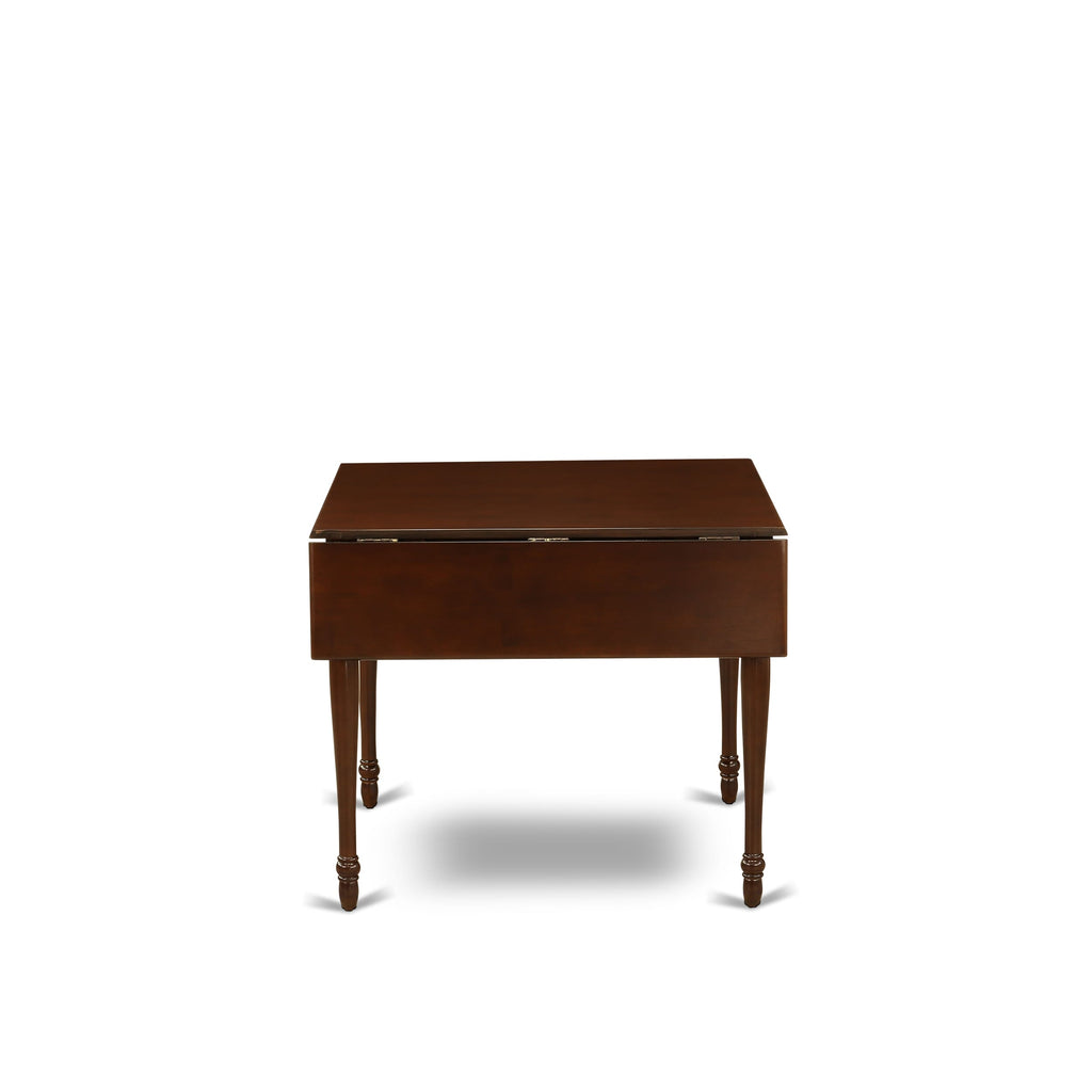 MZIP5-4XV-6 5 Piece Mahogany Dining Ensemble Dropleaf Table with 4 Linen Upholstered Chairs, 36x54 Inches