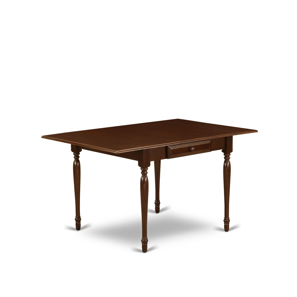 MZIP3-H6G-Q 36x54 Rectangular Dining Set with Dropleaf & Upholstered Chairs for Compact Spaces, Warm Mahogany