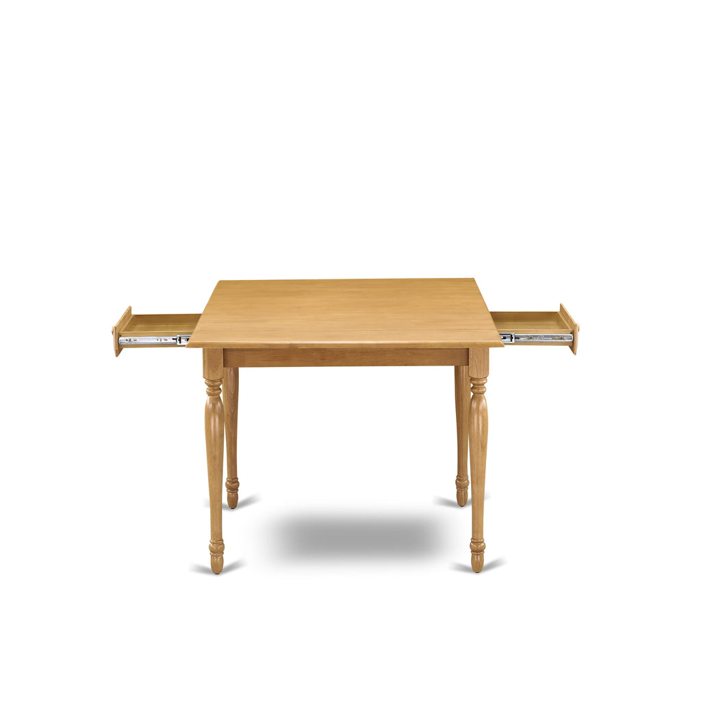 MZT-OSE-N Monza Oak Dropleaf Rectangular Dining Table with Elegant Legs 36x54 Inch