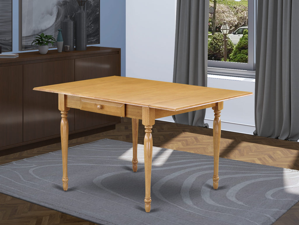 MZT-OSE-N Monza Oak Dropleaf Rectangular Dining Table with Elegant Legs 36x54 Inch