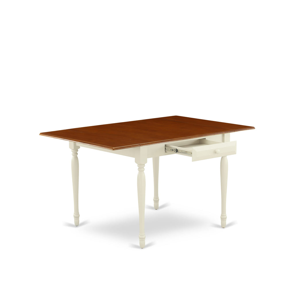 MZAV5-HC6-D Ensemble 5-Piece Rectangle Table with Dropleaf & 4 Chairs, 36x54, Cherry & Creamy