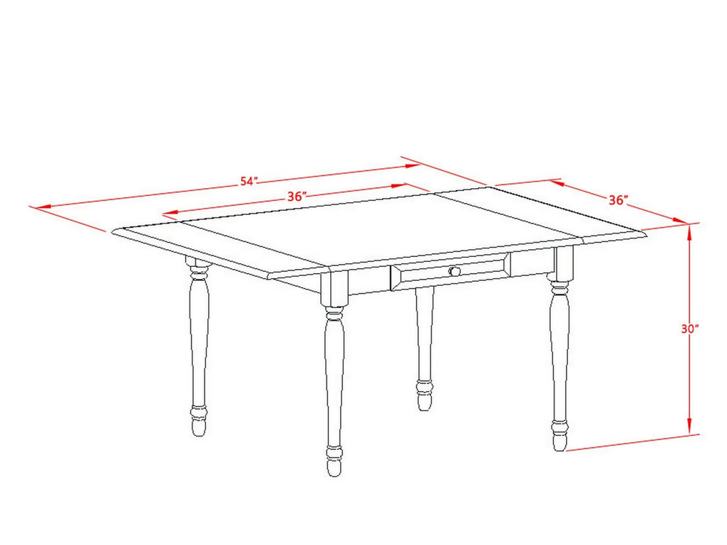 MZAV5-HC6-D Ensemble 5-Piece Rectangle Table with Dropleaf & 4 Chairs, 36x54, Cherry & Creamy