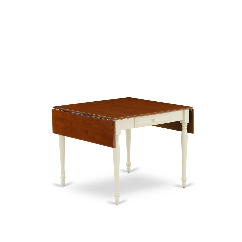 MZT-WQV-1 Stylish Rectangle Dining Table with Dropleaf & Sleek Legs, 36x54 Inch Buttermilk-Cherry Design