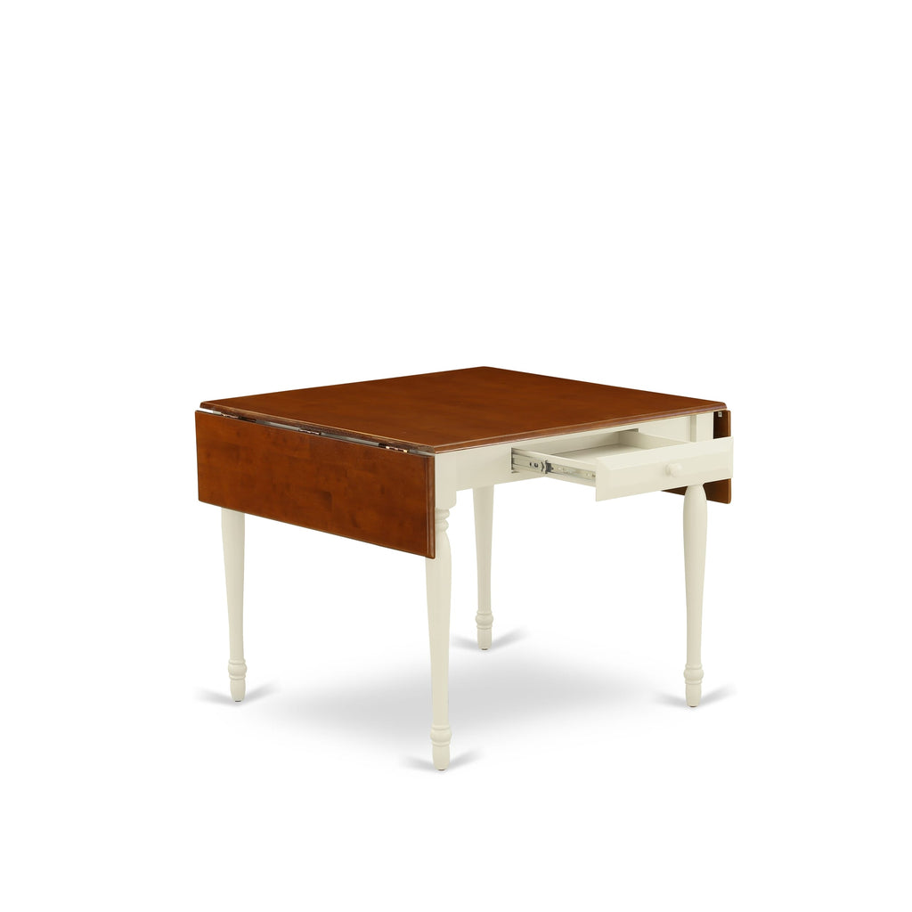 MZT-WQV-1 Stylish Rectangle Dining Table with Dropleaf & Sleek Legs, 36x54 Inch Buttermilk-Cherry Design