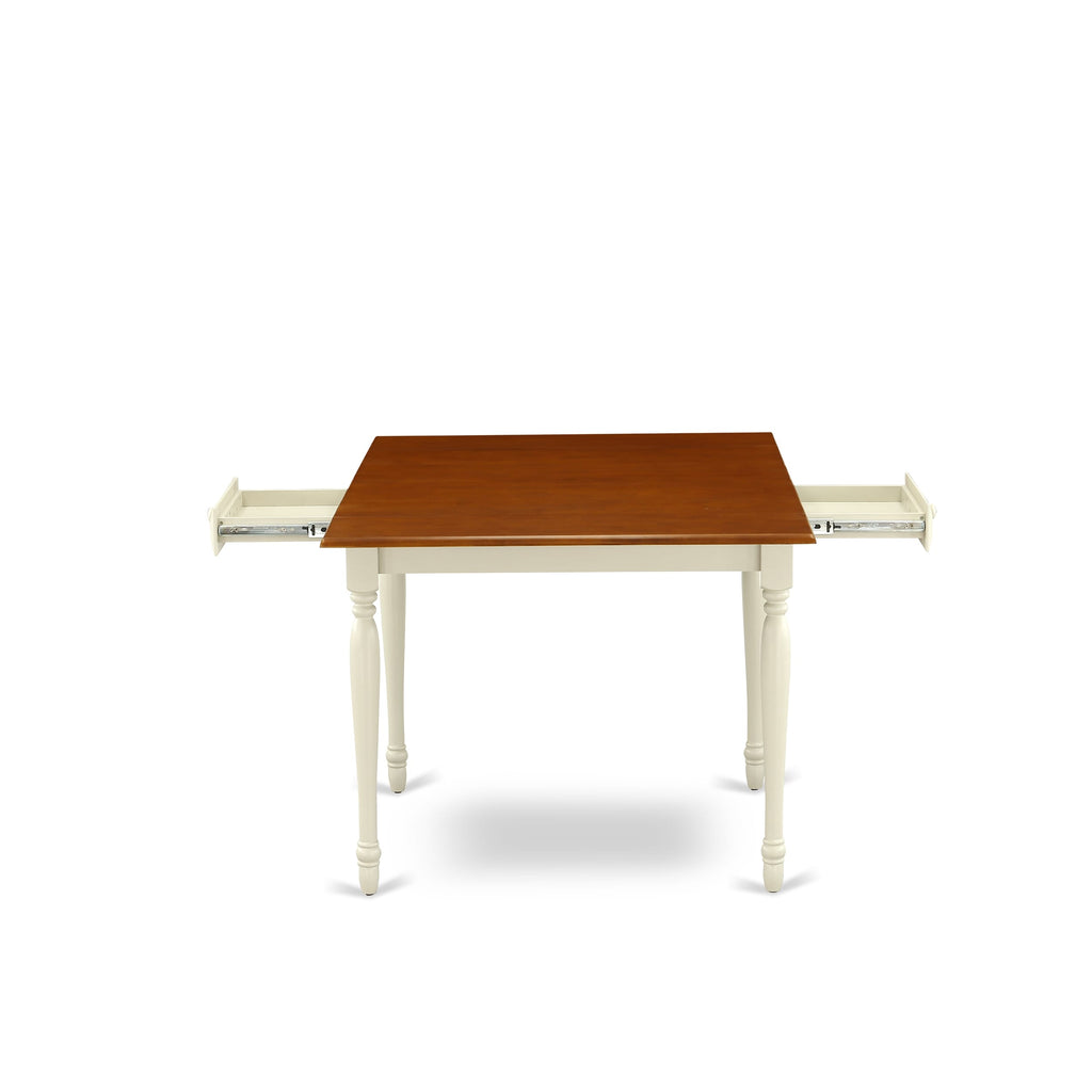 MZT-WQV-1 Stylish Rectangle Dining Table with Dropleaf & Sleek Legs, 36x54 Inch Buttermilk-Cherry Design