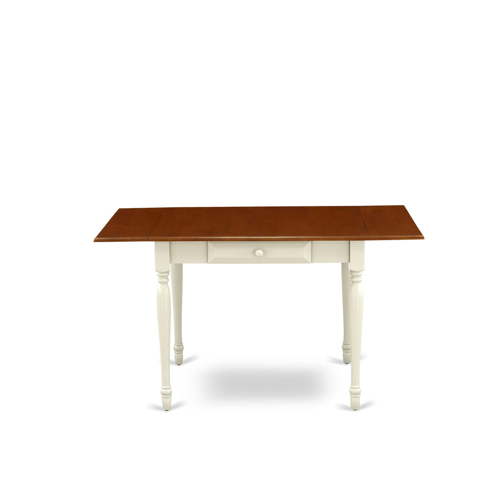 MZT-WQV-1 Stylish Rectangle Dining Table with Dropleaf & Sleek Legs, 36x54 Inch Buttermilk-Cherry Design