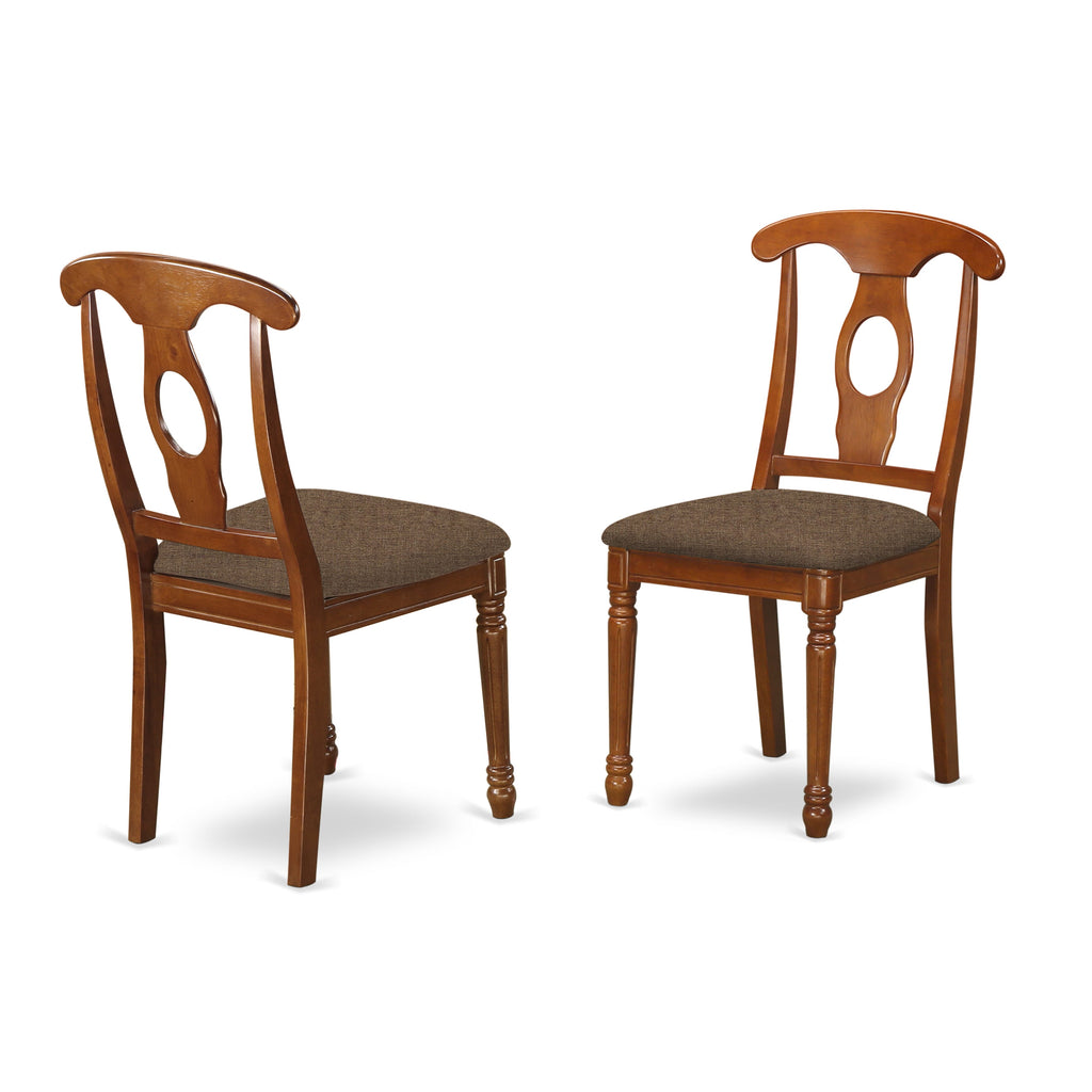 NANA9-ARI-Q 9-Piece Dining Suite with Expandable Table and 8 Linen Chairs, Saddle Brown, 40x78