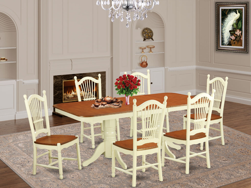 NADO7-BI7-M Dining Ensemble 7-Piece Set Featuring Rectangular Table & Six Chairs in Buttermilk-Cherry