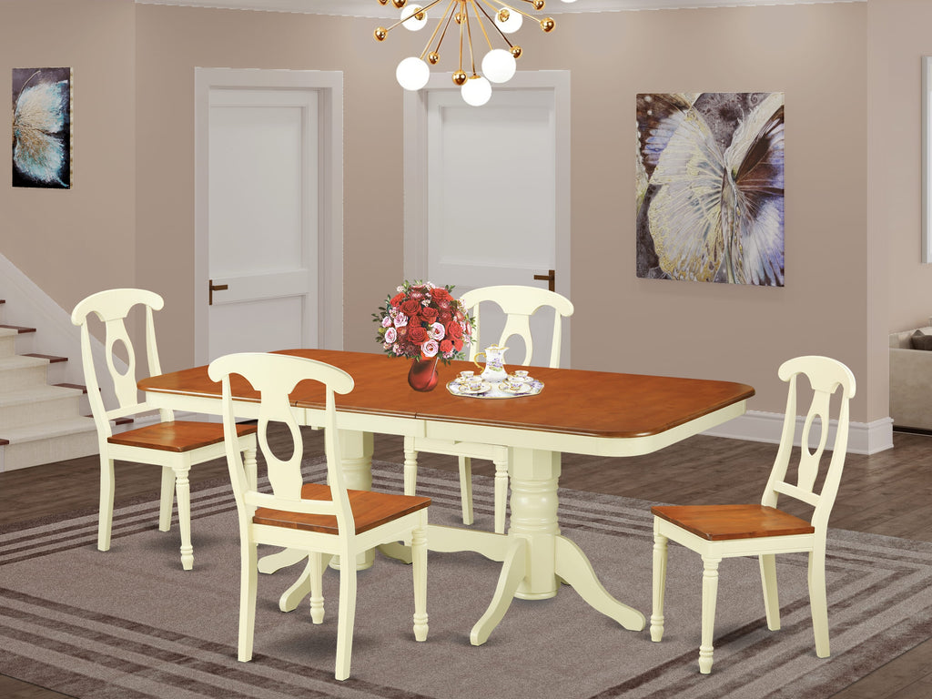 Relish Dining Moments NAKE5-AI9-N Five-Piece Set with 40x78 Inch Extendable Table & Four Chairs in Elegant Buttermilk Cherry Finish