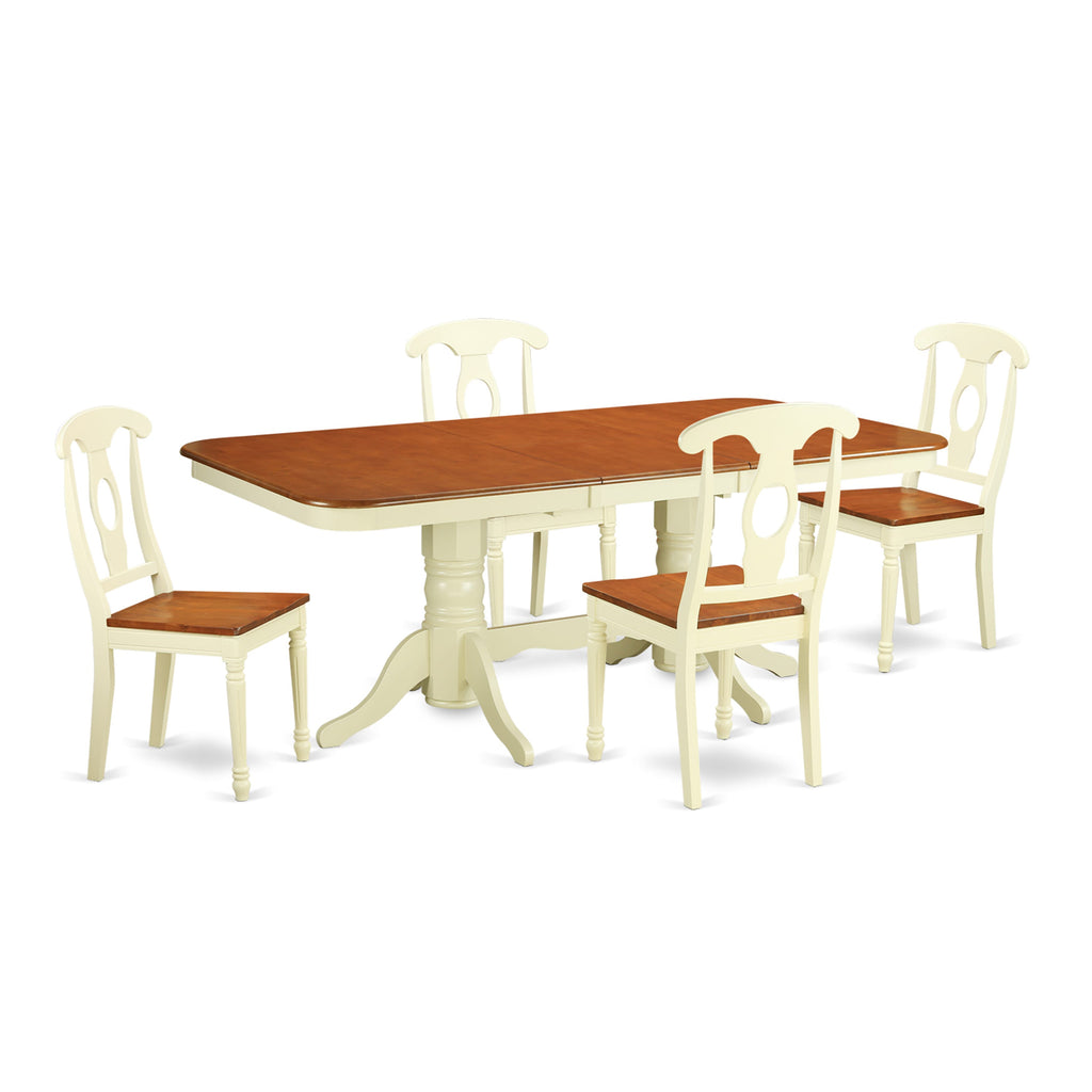 Relish Dining Moments NAKE5-AI9-N Five-Piece Set with 40x78 Inch Extendable Table & Four Chairs in Elegant Buttermilk Cherry Finish