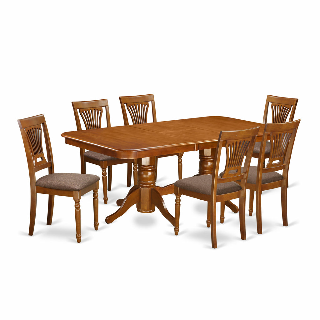 Discover NAPL7-DRP-Z 7-Piece Dining Collection with Rectangular Table & Elegant Linen Chairs