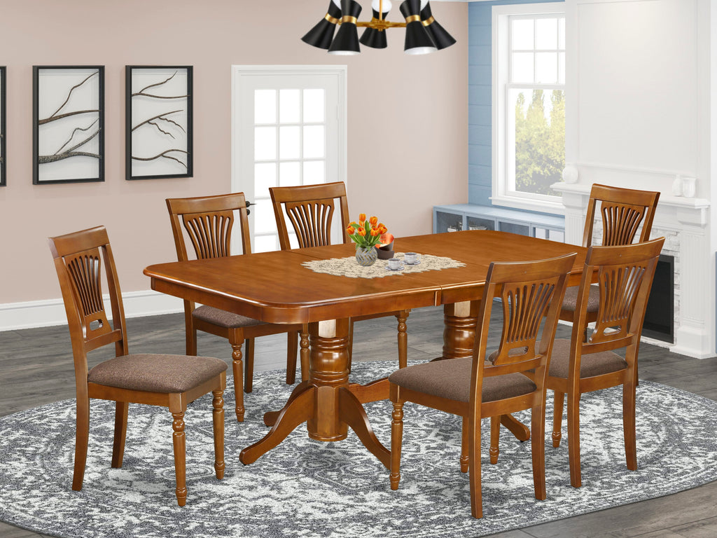 Discover NAPL7-DRP-Z 7-Piece Dining Collection with Rectangular Table & Elegant Linen Chairs