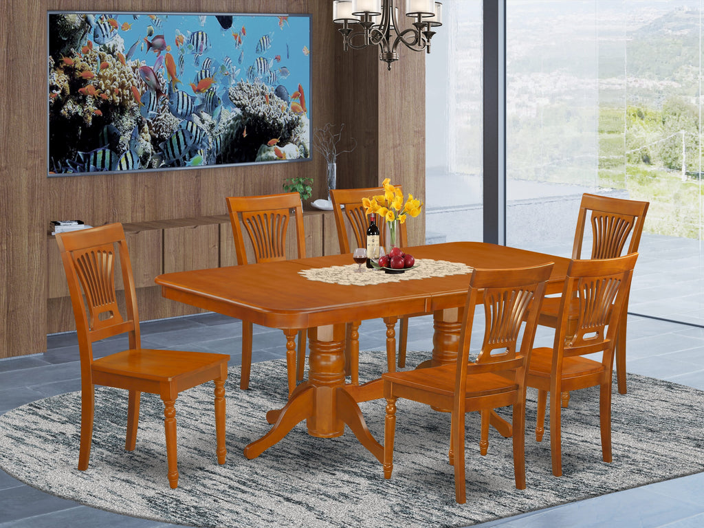NAPL7-CC9-K 7 Piece Dining Collection with Expandable Table and 6 Chairs - Rich Saddle Hue