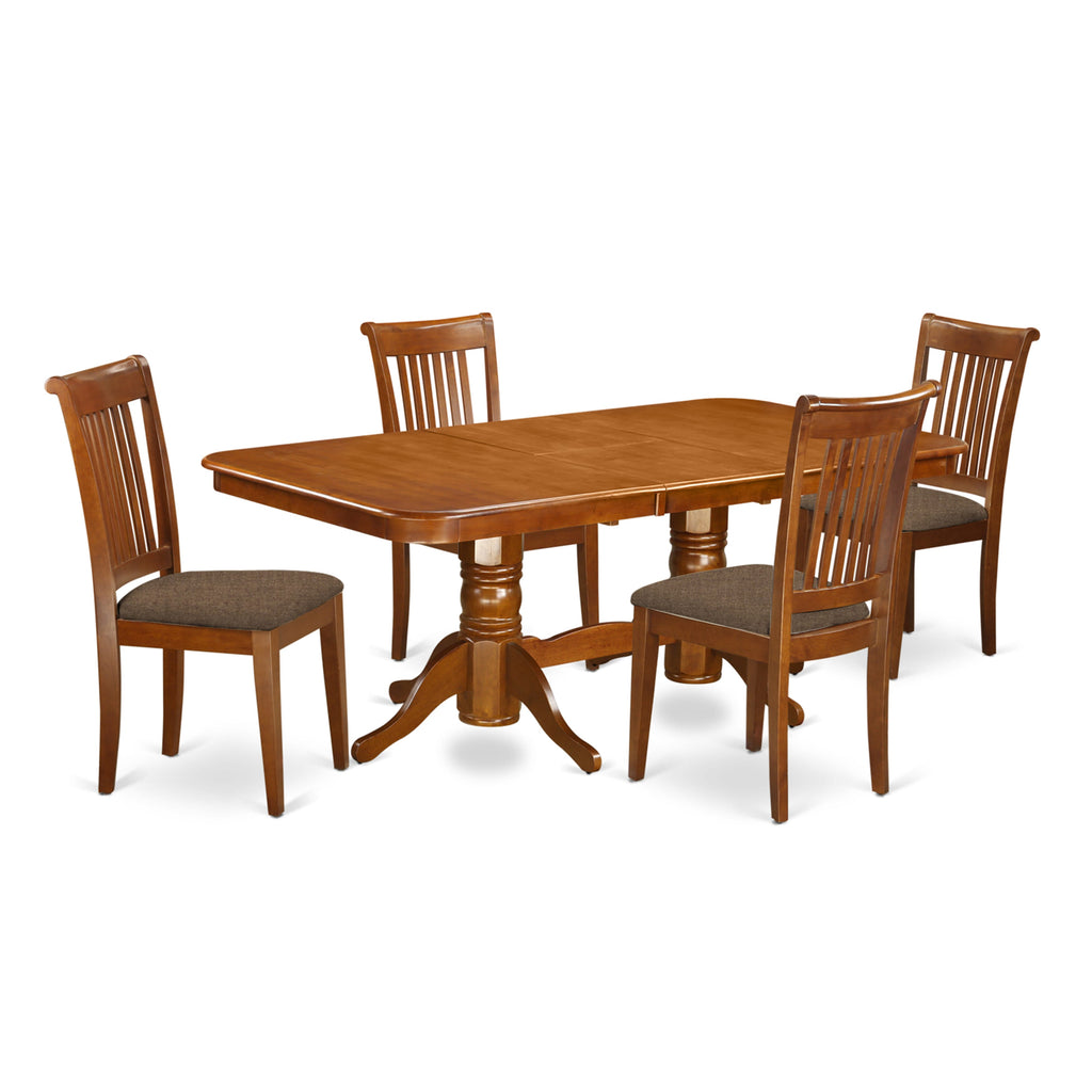Chic Dining Set NAPO5-2U0-E with Butterfly Leaf Table & Linen Chairs for Cozy Gatherings