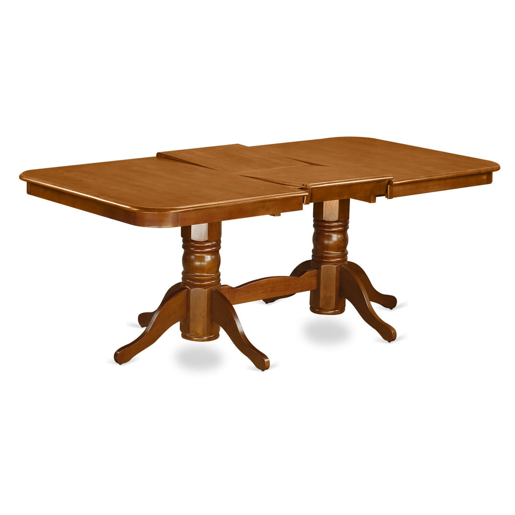 NANA7-SRW-B Elegant Rectangle Dining Table Set with Butterfly Leaf and Six Sturdy Chairs, 40x78 in Rustic Brown