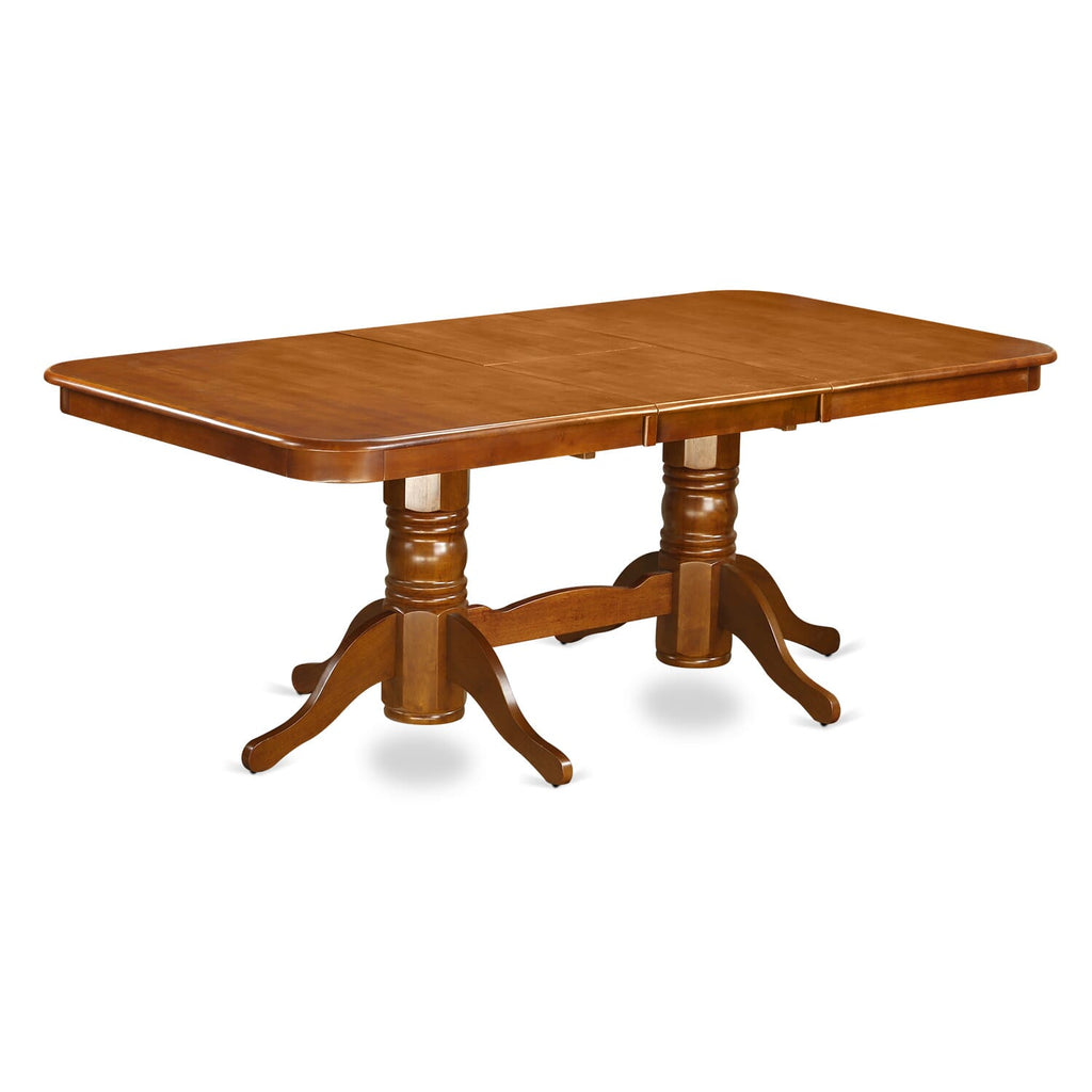 NANA7-SRW-B Elegant Rectangle Dining Table Set with Butterfly Leaf and Six Sturdy Chairs, 40x78 in Rustic Brown
