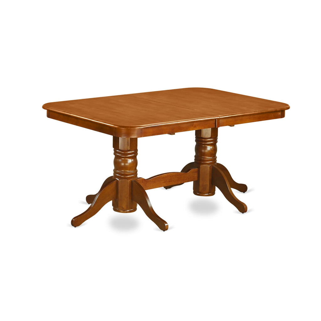 NANA7-SRW-B Elegant Rectangle Dining Table Set with Butterfly Leaf and Six Sturdy Chairs, 40x78 in Rustic Brown