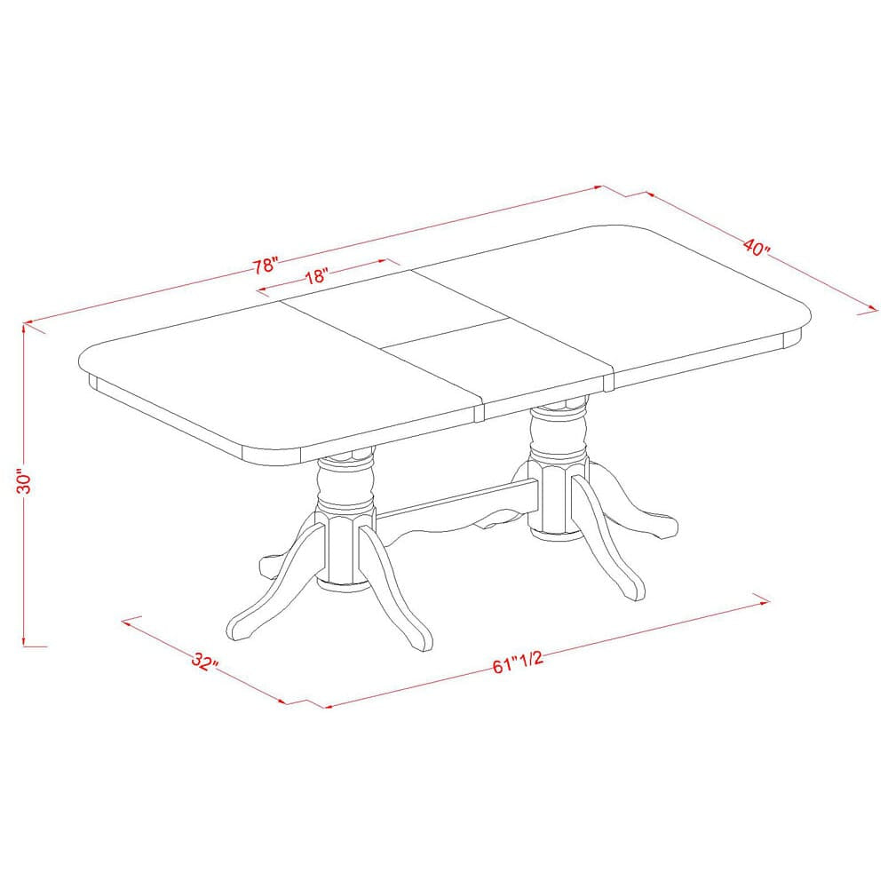 NANA7-SRW-B Elegant Rectangle Dining Table Set with Butterfly Leaf and Six Sturdy Chairs, 40x78 in Rustic Brown