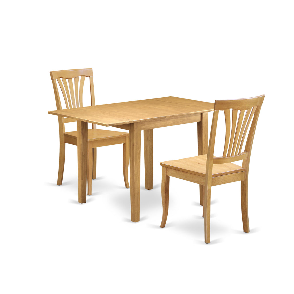 NDAV3-4XJ-6 3-Piece Dining Ensemble with Expandable Oak Table & Pair of Chairs, 30x48 Design