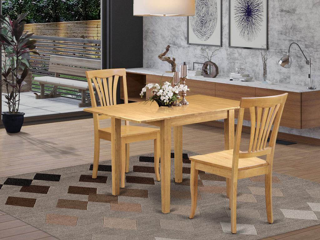 NDAV3-4XJ-6 3-Piece Dining Ensemble with Expandable Oak Table & Pair of Chairs, 30x48 Design