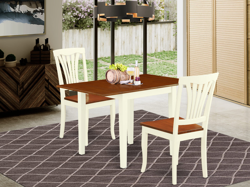 NDAV3-EM3-0 Compact Dining Ensemble 3-Piece Set with Dropleaf Table & Two Chairs, 48 x 30 Buttermilk Cherry Combo