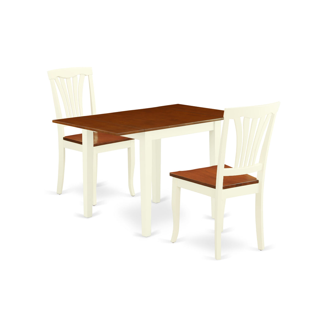 NDAV3-EM3-0 Compact Dining Ensemble 3-Piece Set with Dropleaf Table & Two Chairs, 48 x 30 Buttermilk Cherry Combo