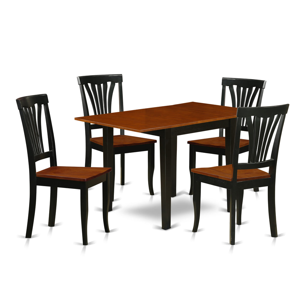 Set NDAV5-VRY-O 5-Piece Dining Collection with Expandable Table & 4 Chairs, Cherry & Black