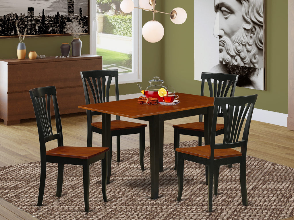 Set NDAV5-VRY-O 5-Piece Dining Collection with Expandable Table & 4 Chairs, Cherry & Black