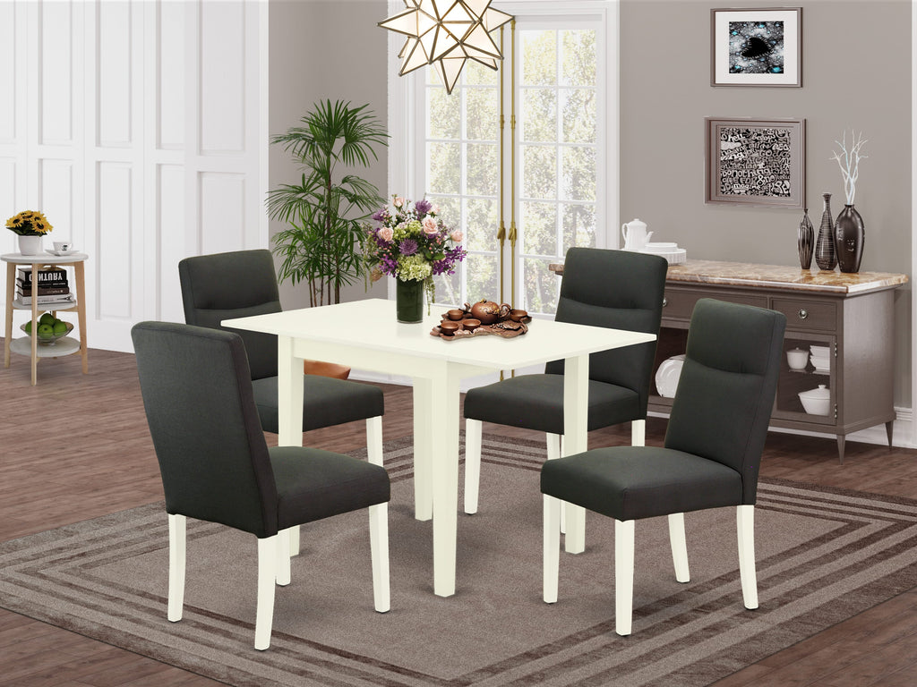 Set NDBE5-XLP-51 5-Piece Dining Arrangement with Expandable Table and 4 Linen Upholstered Chairs, 30x48 Inch, Linen Hue