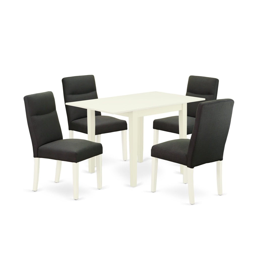 Set NDBE5-XLP-51 5-Piece Dining Arrangement with Expandable Table and 4 Linen Upholstered Chairs, 30x48 Inch, Linen Hue
