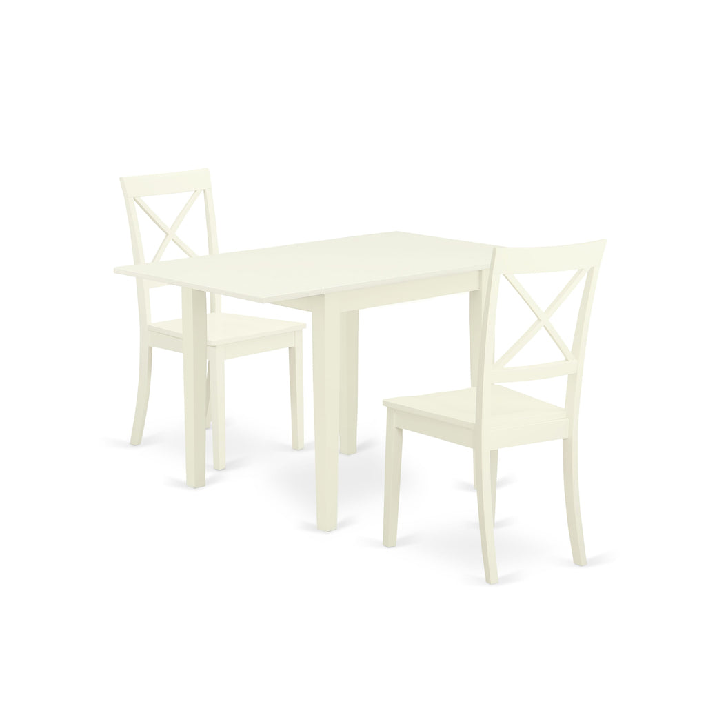 NDBO3-RNO-G Elegant 3-Piece Dining Ensemble with Rectangular Dropleaf Table and Two Chairs, Ideal for Cozy Spaces, Rustic Oak