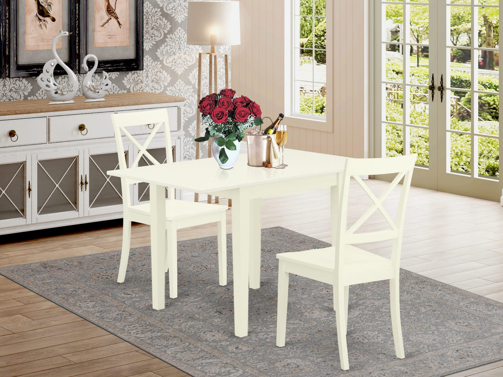 NDBO3-RNO-G Elegant 3-Piece Dining Ensemble with Rectangular Dropleaf Table and Two Chairs, Ideal for Cozy Spaces, Rustic Oak