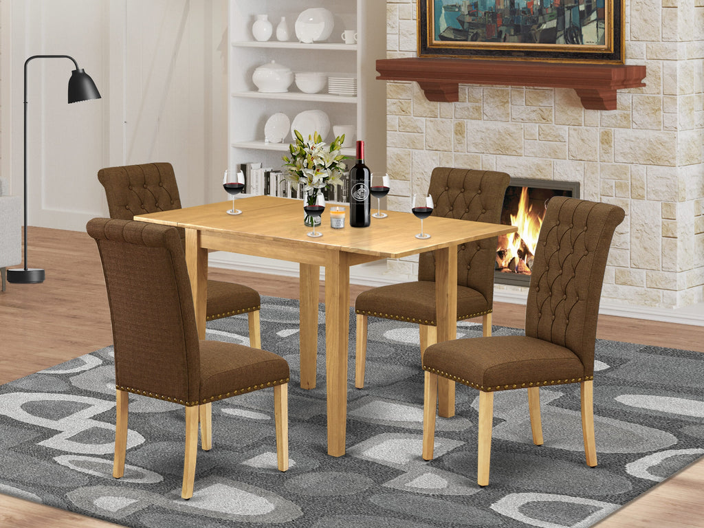 Dining Ensemble NDBR5-ZPB-TR Compact Table & Four Linen Upholstered Chairs Set for Cozy Dining Spaces