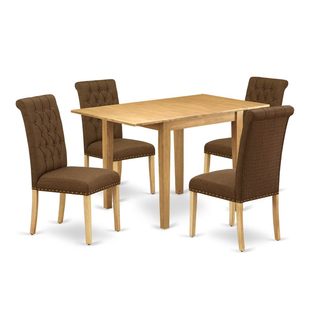 Dining Ensemble NDBR5-ZPB-TR Compact Table & Four Linen Upholstered Chairs Set for Cozy Dining Spaces